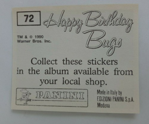 1990 Panini Happy Birthday Bugs (Pick Your Sticker) - Picture 105 of 343