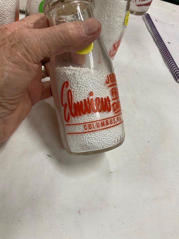 Elmview Jersey Farm Dairy ACL Half Pint Milk Bottle Columbus Pennsylvania PA