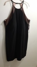 Morgan & Co Dress Size 16/18   Little Black  Dress  W/ Sheer Overlay Classic New