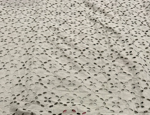 FREE SHIPPING-Buy Cotton Hakoba Dove Grey 5 Diamond Cutwork Fabric Dress Making - product listing photo