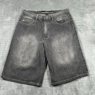 Vintage Enyce Men Jean Shorts 38 Black Baggy Streetwear Hip Hop Skater Y2K Denim