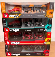 Bburago 1:43 Formula F1 Racing Paddock Set Red Bull McLaren Mercedes AMG Ferrari