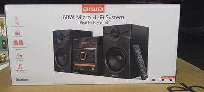 Aiwa 60W Bluetooth Micro System with Bookshelf Speakers and CD Player New