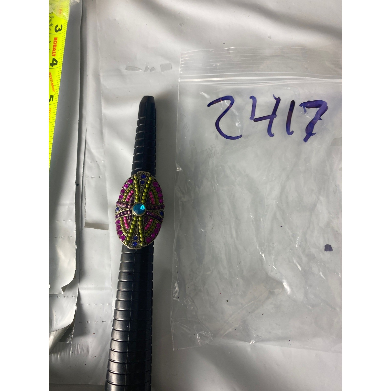 Large Oval Rhinestone Statement adjustable Ring P… - image 3