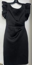 Eliza J Women's Black Ruffle Sleeve Knee Pencil Dress Size 4 New