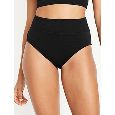 NWT Old Navy Banded High-Waist Bikini Swim Bottom Size 4X Black Jack Minimalist