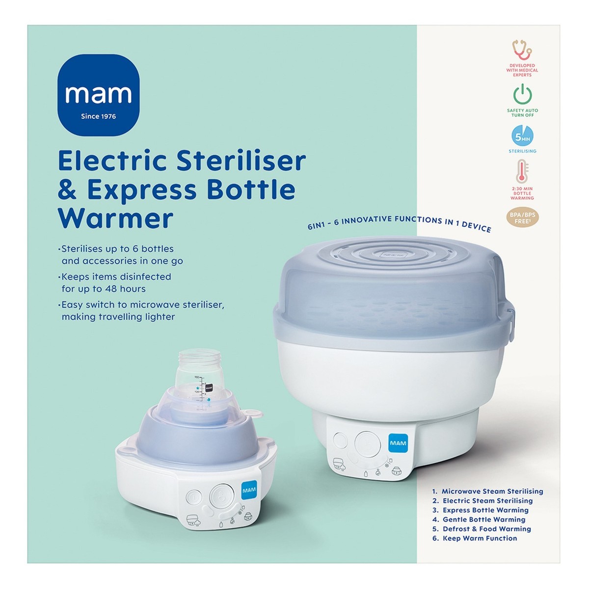MAM Anti-Colic Electric Baby Bottle Steriliser Bottle Warmer Set