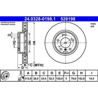 Bremsscheibe ATE 24.0328-0198.1 FüR BMW 3Er