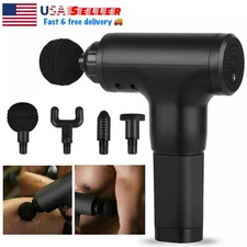 Massage Gun Percussion Massager Deep Tissue Muscle Vibrating Relaxing + 4 Heads