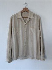 Vintage 1950s Rayon/Nylon/Poly Loop Collar Rockabilly Shirt Size M