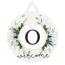 Letter O Front Door Wreath with Rope for Front Porch Decoration