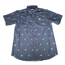 Columbia Mens 2XT Bigfoot Sasquatch Print Silver Ridge 2.0 SS Shirt Navy