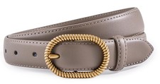 Leather Belt for Jeans Pants Fashion Ladies Casual Waist Belt with BrassBuckl...