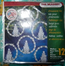 The Beadery beaded clear trees wreath Christmas tree ornament kit NIP makes 12