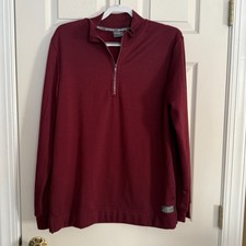 Eddie Bauer Lounge Men's Burgundy Fleece Quarter Zip Pullover Size M