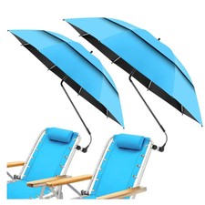 48.6 Double Canopy Clamp Umbrella UPF50 360  Adjustable Beach Shade
