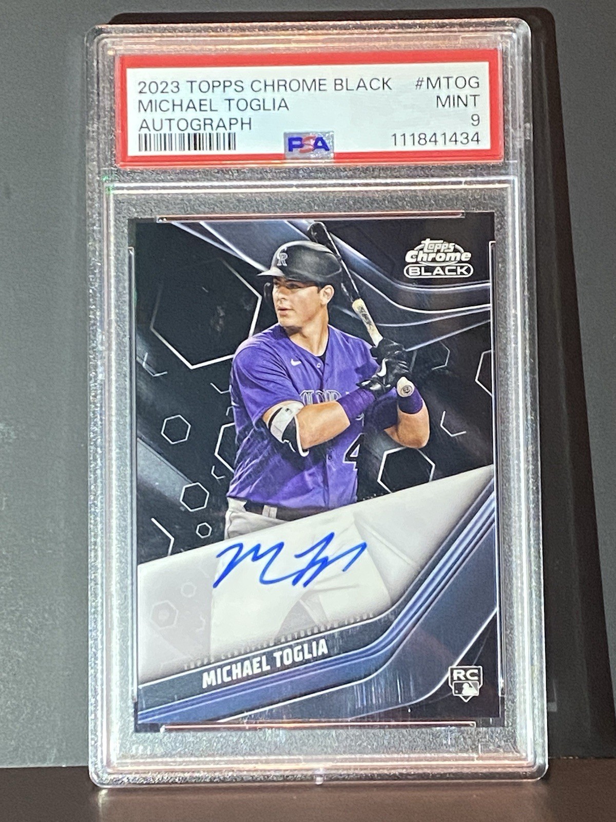 2023 Topps Chrome Black PSA9- RC Auto Michael Toglia #CBA-MTOG Colorado Rockies