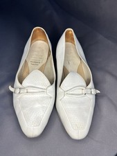 VTG Italian Hand Crafted Shoes 7.5 Amalfi Originals Loafers White Leather Buckl