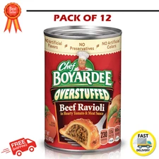 Chef Boyardee Overstuffed Beef Ravioli 15oz Can (12 Pack) Canned Pasta Meal