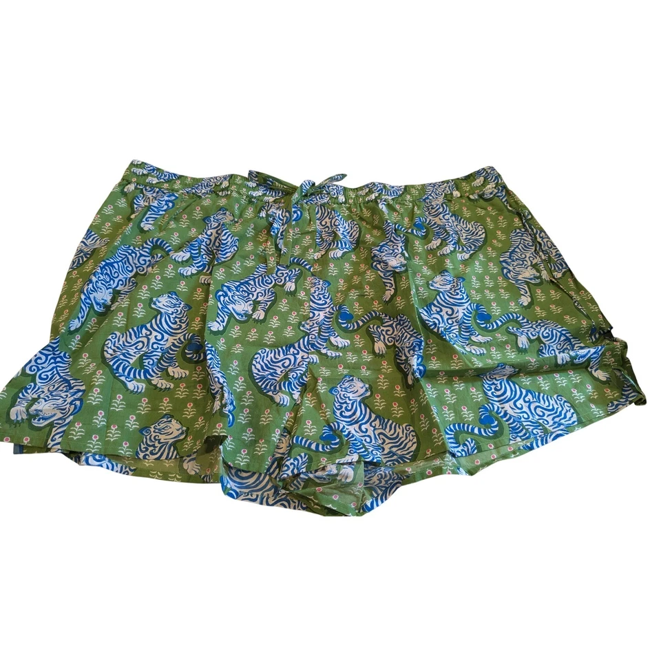 Pantalones Cortos de Salón PrintFresh X Lime Ricki Estampado de Tigre Verde Azul 2X Talla Grande Foto 2 de 4