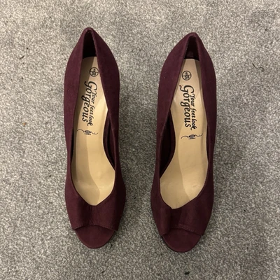 New Look Burgundy Faux Suede Peep Toe Stiletto Court Heels UK 5 EU 38 - Image 1 of 4