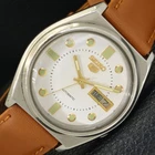 SEIKO 5 AUTOMATIC 7009A JAPAN MENS VINTAGE WHITE COLOR DIAL WATCH a702610-1
