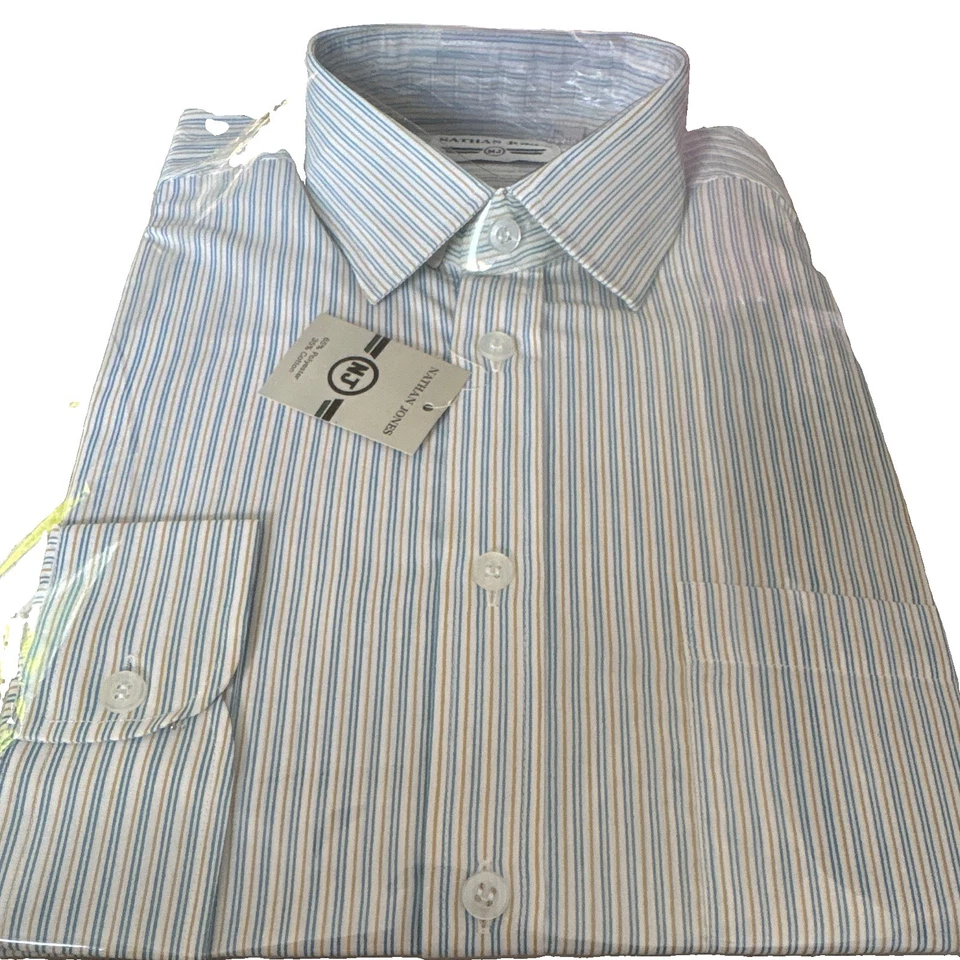 Nathan Jones Men’s Regular Fit Stripe Easy Care Dress Shirt 15.5/39cm - Image 2 of 4