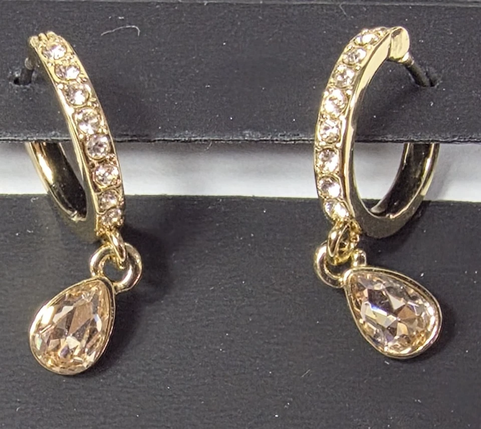 Pendientes Givenchy Topacio Circonita cúbica Aro Dimonique Blanco con Lágrima Marrón Colgante Gota Foto 3 de 4