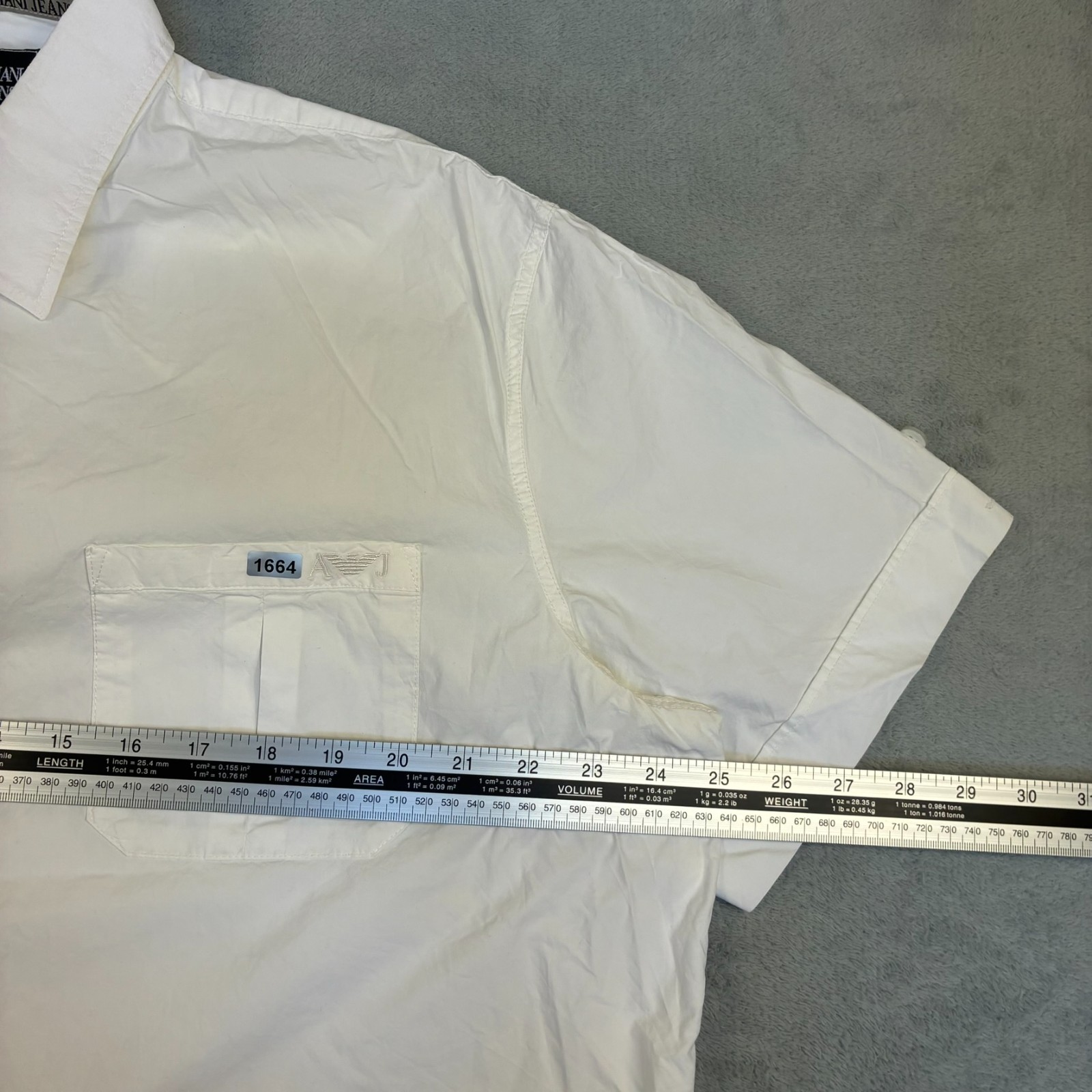 VTG Armani Jeans 2000's White Roll Sleeves Size 3XL S/S Button Up Shirt image 4