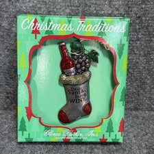 Gloria Duchin "Dear Santa Bring Wine" Collectible Christmas Ornament Made In USA