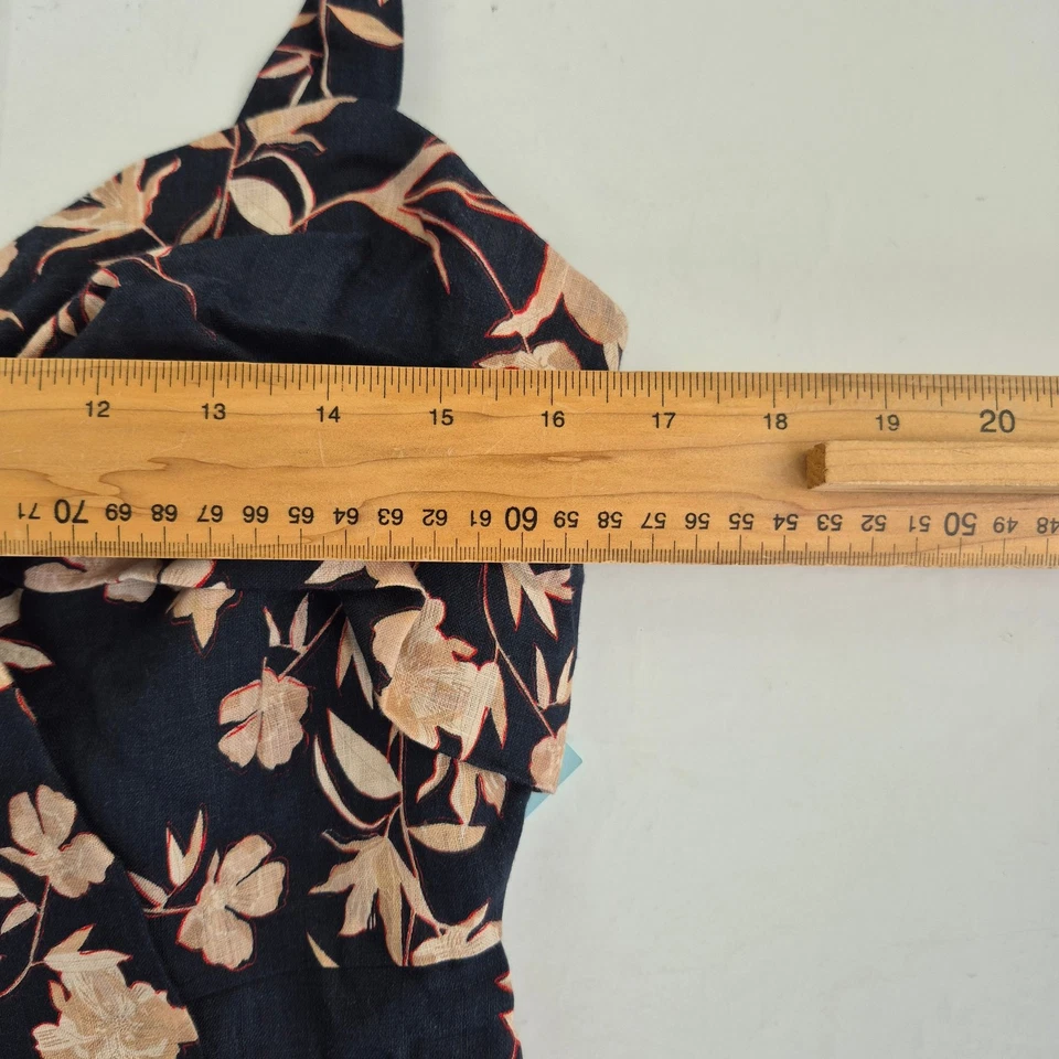 Vestido REISS 10P Azul Para Mujer Pequeño Floral Lino Floral Midi Sin Mangas - Imagen 3 de 4