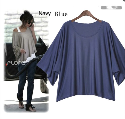 Womens Ladies 2 Pcs Short Batwing Sleeve Loose Vest Top T-Shirt - Picture 11 of 17