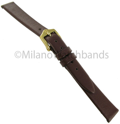 10mm Hirsch Italocalf Ladies Brown Genuine Calfskin Leather Flat Watch Band