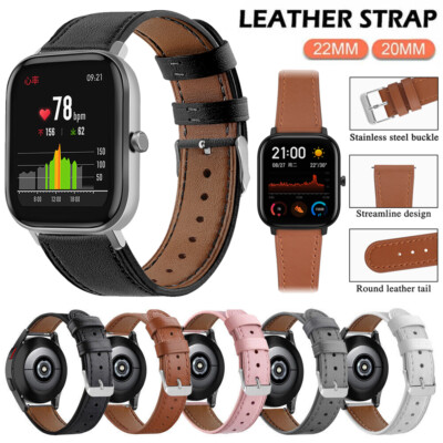 For Huami Amazfit GTS 4 3 2 2e 4 Mini GTR 42 47mm Bip S Leather Watch Band Strap