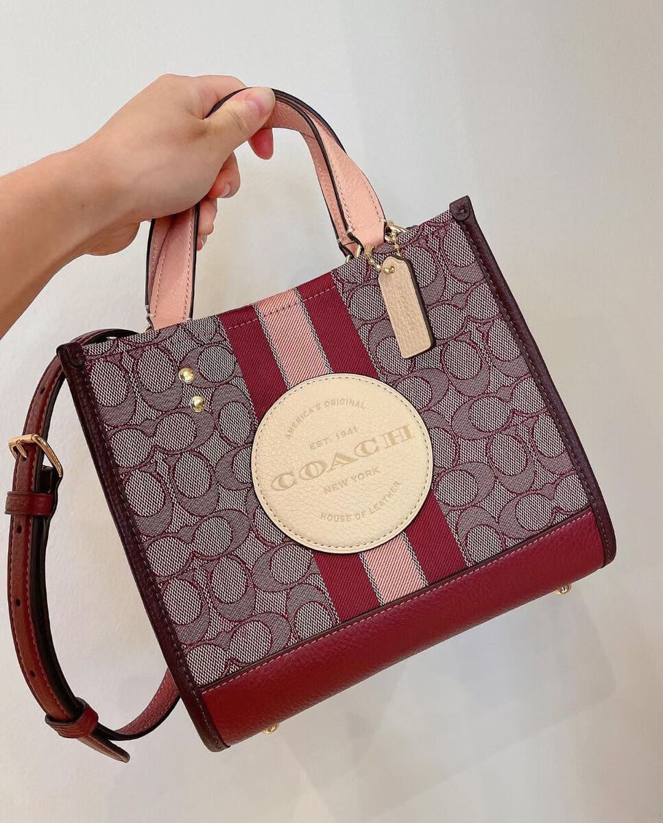 Coach Dempsey Tote 22 in Signature Jacquard With Stripe And Coach Dempsey Tote 22 in Signature Jacquard With Stripe And