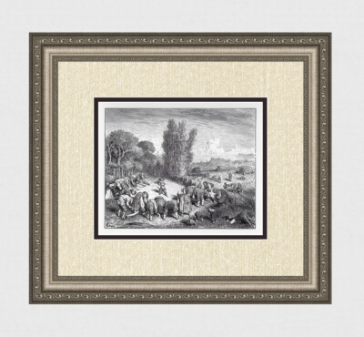 Detailed 1800s GUSTVE DORE SIGNED Fairytale Woodcut 