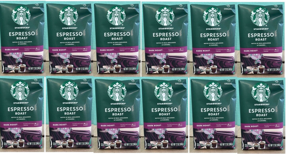 Starbucks ground Coffee, Espresso Roast Dark 9 lb total /12 bags exp 12