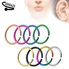 20G 18G 16G Seamless Piercings Rings Bendable Anodized Surgical Steel Sold Each