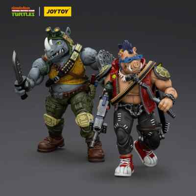 JOYTOY TMNT ACTION FIGURES SET 1/18 SCALE BEBOP & ROCKSTEADY NINJA TURTLES ENEMY