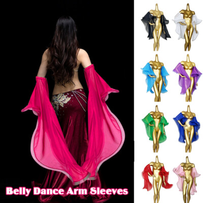 Womens Belly Dance Costume For Chiffon Arm Sleeves Dancing Armbands Performance