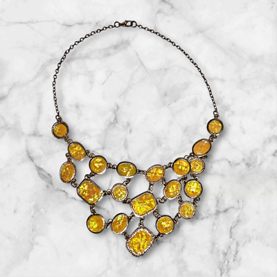 #ad #ad Bib Necklace with Yellow Stones $11.50