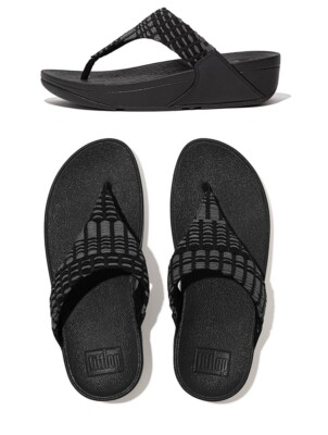 FitFlop Women's Lulu Art Denim Toe Post Black Sandals UK Size 7 | eBay UK