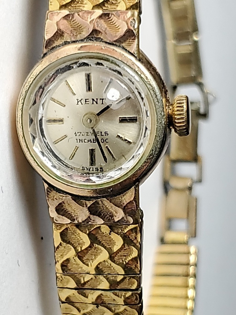 Antique Ladies Kent 17 Jewels Incabloc Swiss Germany Watch, Runs