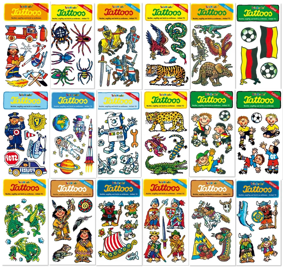 JUNGEN TATTOOS - Tattoo Set Mitgebsel Kindergeburtstag Kinder Party Lutz Mauder