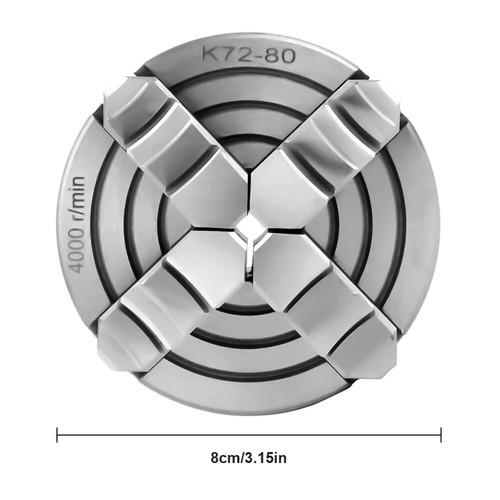 Mandrino per tornio K72-80 4 ganasce 80 mm ganasce indipendenti e reversibili mandrino per tornio in metallo - Foto 6 di 6