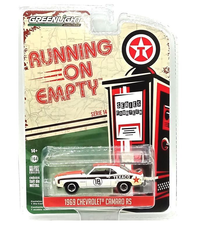 Greenlight Running On Empty 1:64 1969 Chevrolet Camaro RS Texaco 41140-B