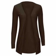 Womens Long Sleeve Open Drop Pocket Plain boyfriend Cardigan Casual Basic Top