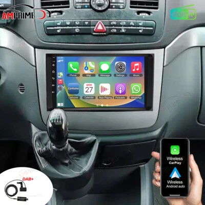 AMPRIME Radio de coche DAB+ Android 15 GPS Carplay para Mercedes-Benz Vito Viano W639 2006-14