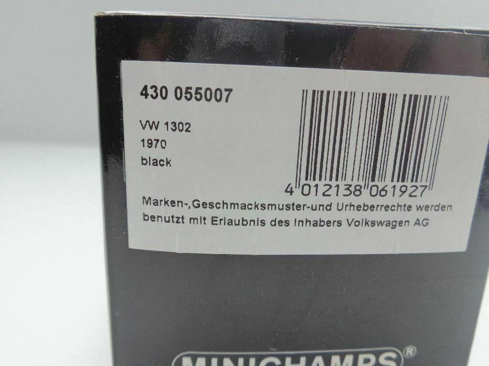 Volkswagen VW Käfer 1302 Modellino 1:43 Minichamps Nero Originale 430055007 - Immagine 4 di 4