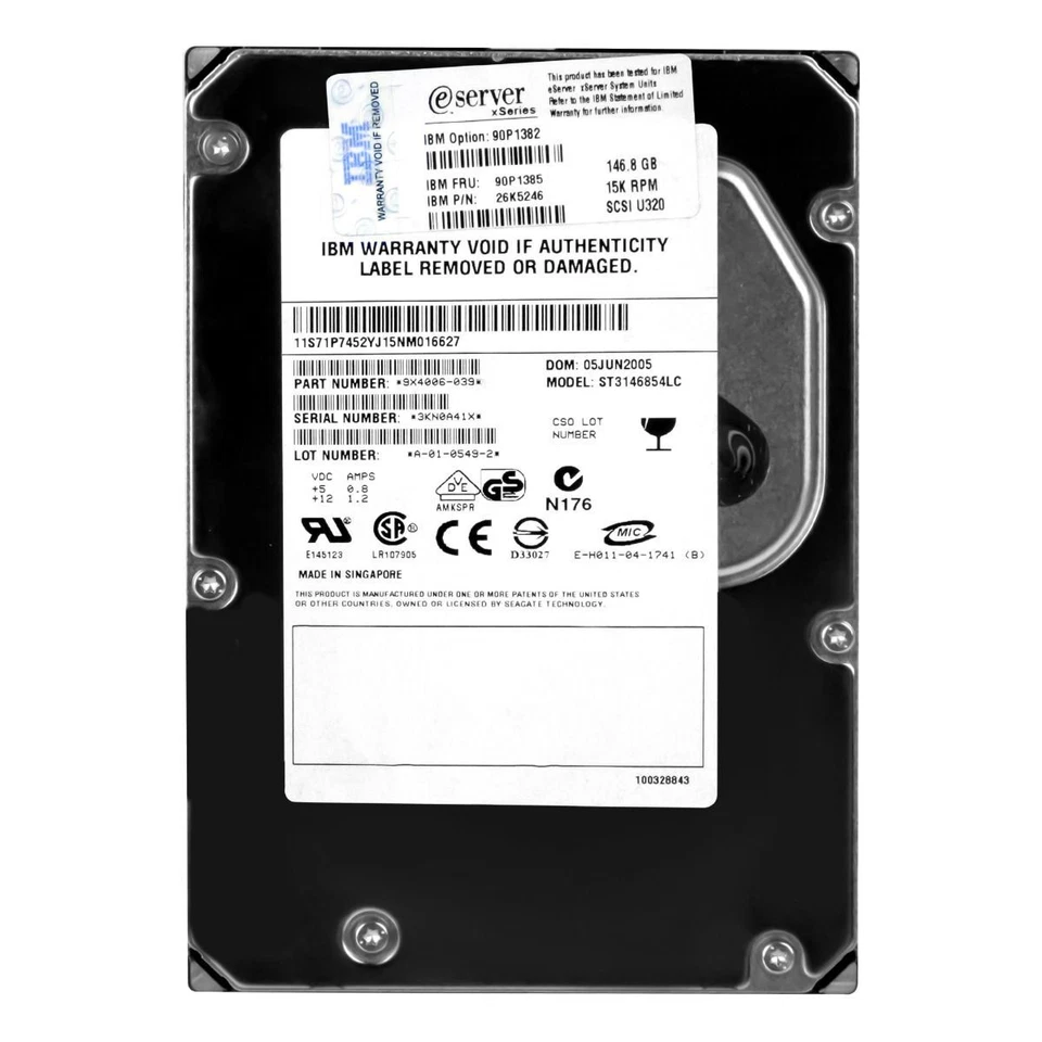 Hard Drive IBM 90P1385 26K5246 146GB 15000U/Min 8MB SCSI U320 ST3146854LC 3.5'' - Image 3 of 3